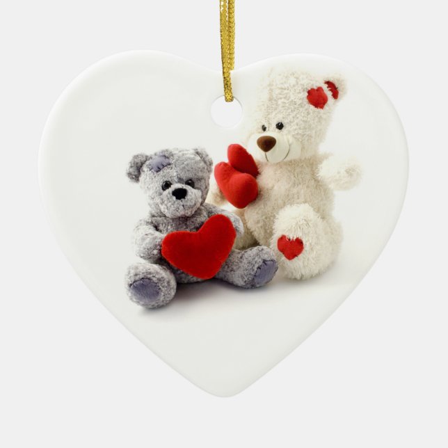 Teddybjörn Hjärt Julgransprydnad Keramik (Framsidan)