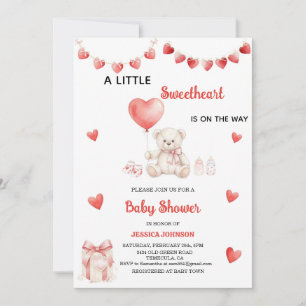 Teddybjörn hjärtan för Alla hjärtans dags babyfira Inbjudningar