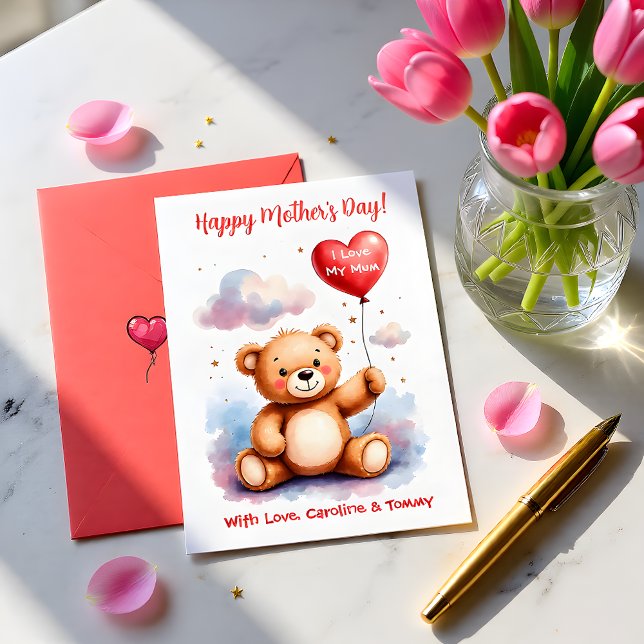 Teddybjörn Hjärtans Dag Mamma Julkort (Skapare uppladdad)