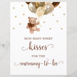 Teddybjörn Hur Många Pussar Spel Skylt Baby Shower