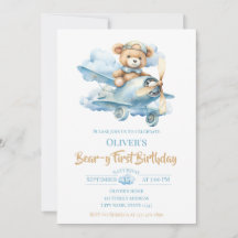 Teddybjörn i akvarell Aviator Bear-y Första födels