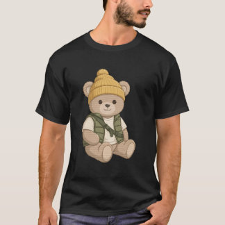 Teddybjörn i Beanie — Söt Streetwear Björn Konst T Shirt