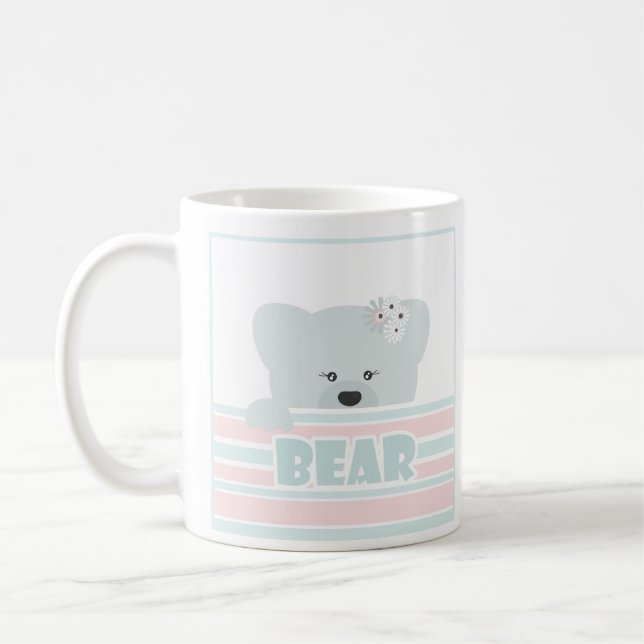 Teddybjörn illustration barn barnslig tryck kaffemugg (Vänster)