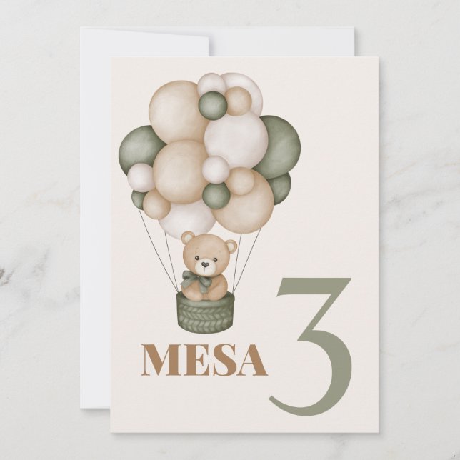 Teddybjörn Invitation Baby Shower Pojke Affisch fö Inbjudningar (Framsida)