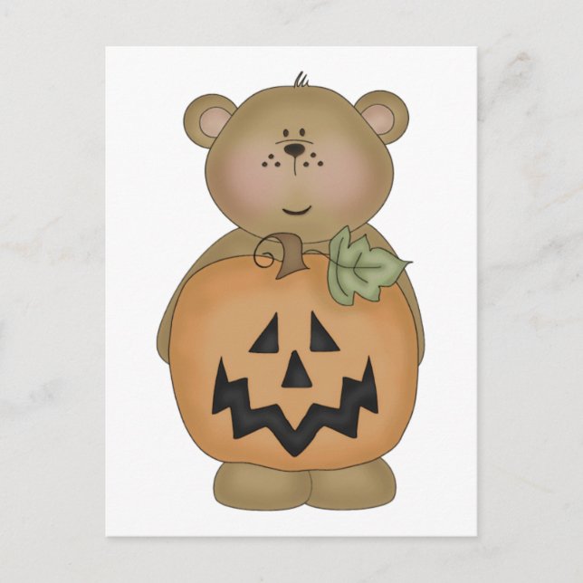 Teddybjörn Jack O'Lantern Vykort (Framsida)