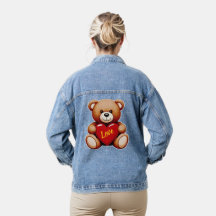 Teddybjörn "Kärlek" Dam Denim Jacka
