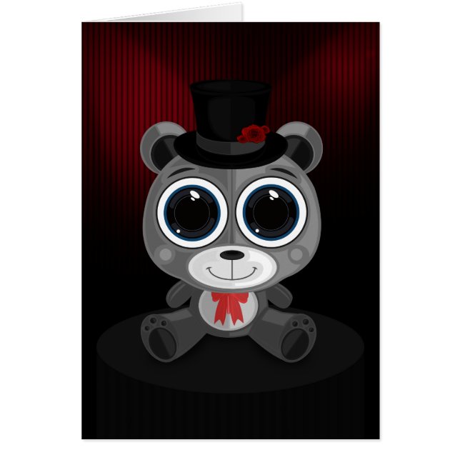 Teddybjörn - Klassisk Grå Hälsningskort (Framsidan)