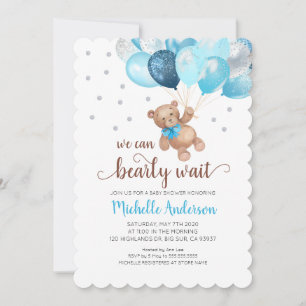 Teddybjörn knappt väntar Baby Shower-inbjudan Inbjudningar