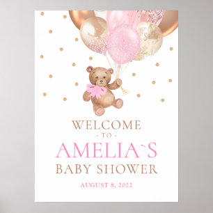 Teddybjörn knappt väntar välkommen Baby Shower Aff Poster