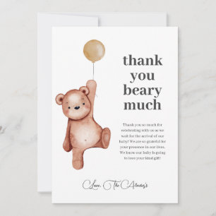 Teddybjörn Könsneutral Babyshower Tack Kort