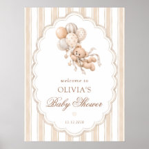 Teddybjörn Könsneutral Babyshower-välkomstskylt