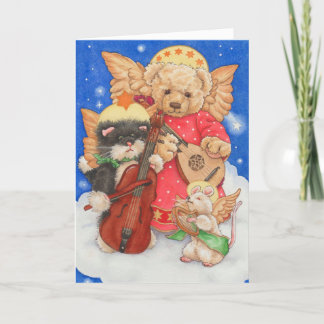 Teddybjörn leksak ängelkör Söt julkort Kort