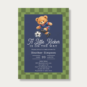 Teddybjörn Lilla Kickern Fotboll Baby Shower Inbjudningar