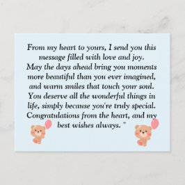 Teddybjörn Ljusbrun och blå pojke Baby Shower In Vykort