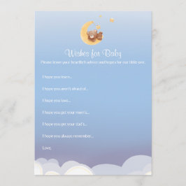 Teddybjörn Måne Baby Shower Önskningar För Bebis Anteckningskort