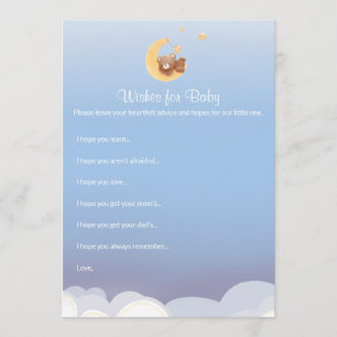 Teddybjörn Måne Baby Shower Önskningar För Bebis Anteckningskort