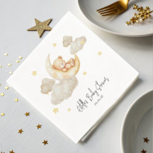 Teddybjörn Måne Stjärnor Baby Shower Servetter