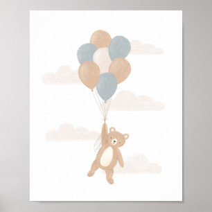 Teddybjörn med blå ballonger poster