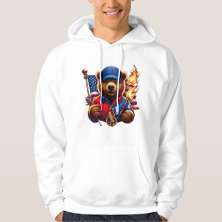 Teddybjörn med brinnande flagga hoodie