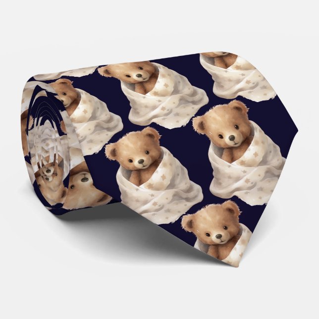 Teddybjörn med filt halsduk slips (Rullad)