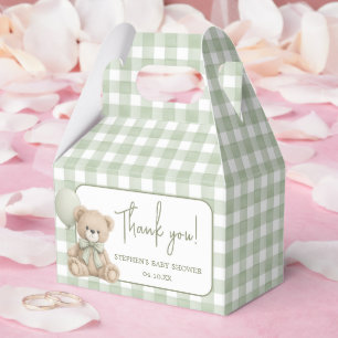 Teddybjörn med gröna ballonger Favor Box Presentaskar