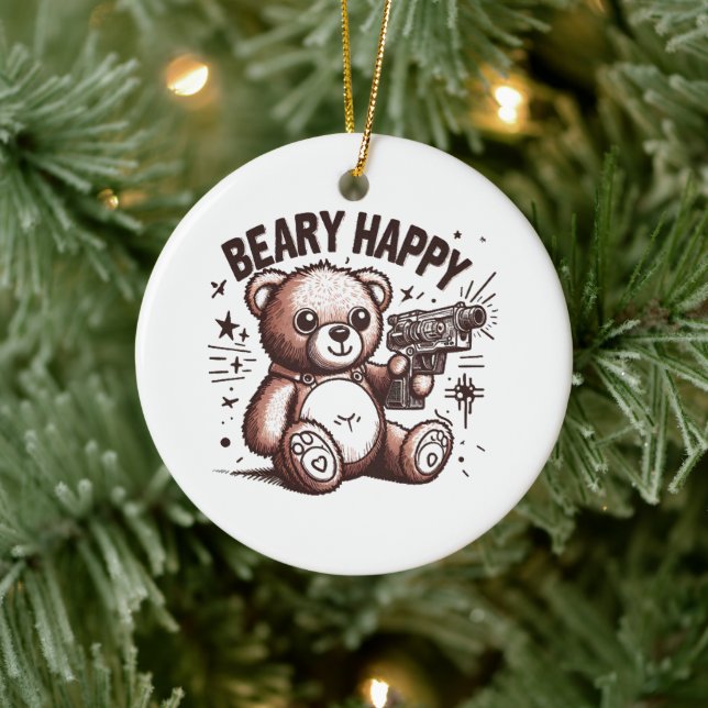 Teddybjörn Mycket Glad Julgransprydnad Keramik (Träd)