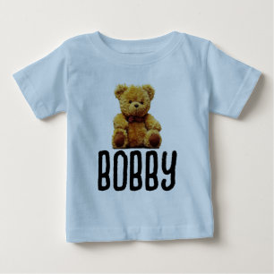 TEDDYBJÖRN & NAMN POJKAR SMÅBARN BARN KORTÄRMLADE T SHIRT