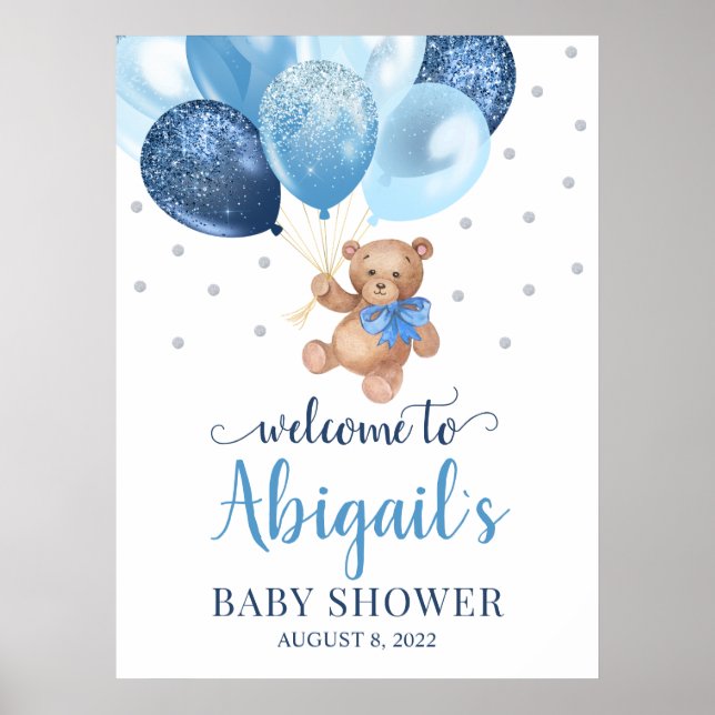 Teddybjörn Nappt inte Välkommen Bebis Badrum Affis Poster (Framsidan)