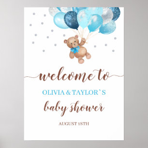 Teddybjörn Napptar Räkna ner Välkommen Bebis Babys Poster
