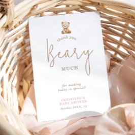 Teddybjörn Neutrala Baby Shower Tacksägelsekort Tack Kort