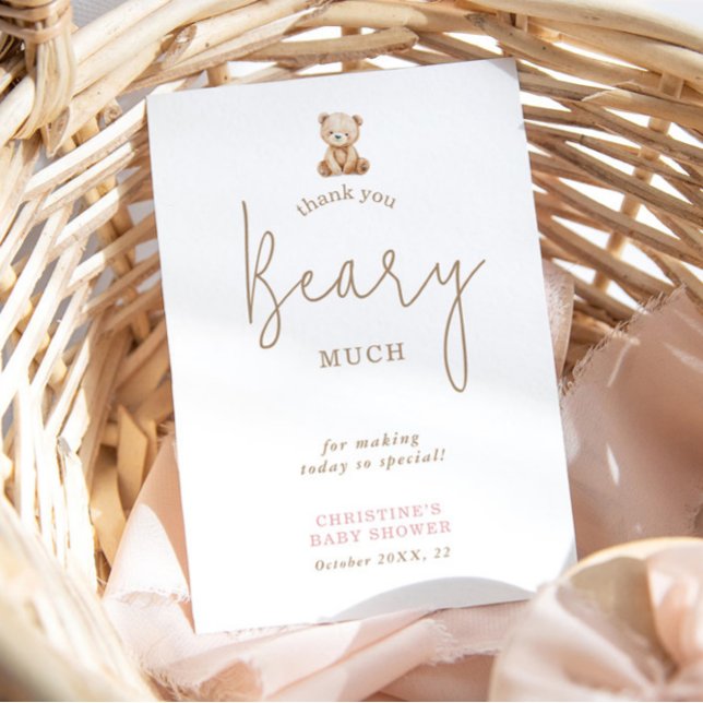 Teddybjörn Neutrala Baby Shower Tacksägelsekort Tack Kort (Skapare uppladdad)
