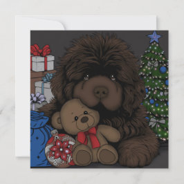 Teddybjörn Newfoundland valp hund Julkort