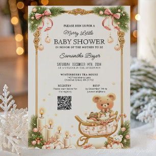Teddybjörn och band jul baby shower inbjudningar