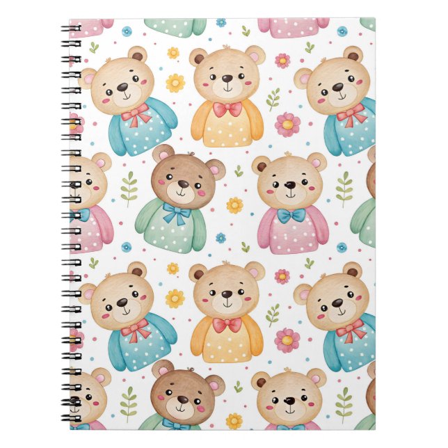 Teddybjörn och blommor anteckningsbok (Framsidan)