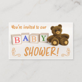 Teddybjörn och klossar Baby Shower  Tilläggskort