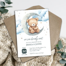 Teddybjörn över månen - Baby Shower