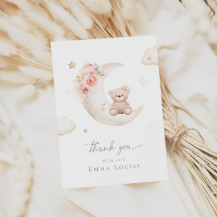 Teddybjörn över månen Neutral baby shower Tack Kort