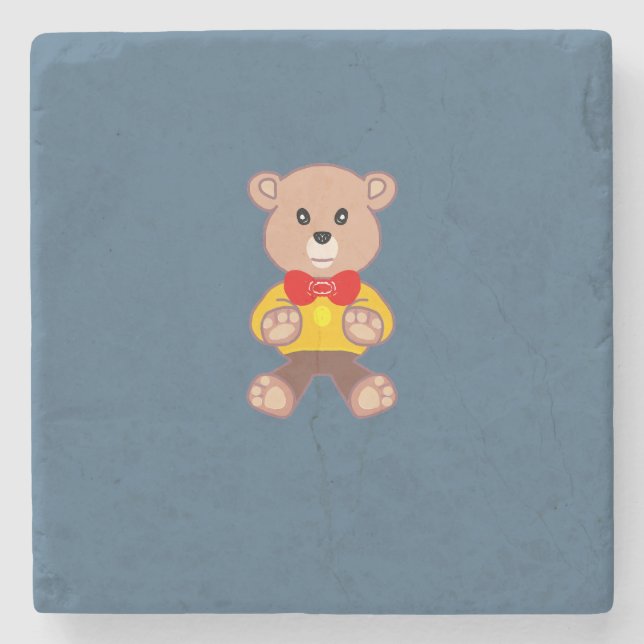 Teddybjörn på blått stenunderlägg (Framsidan)