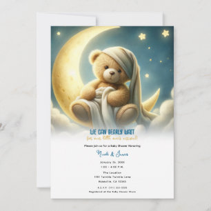 Teddybjörn på månsken stjärnor baby shower inbjudningar