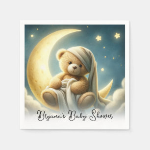 Teddybjörn på månsken stjärnor baby shower pappersservett