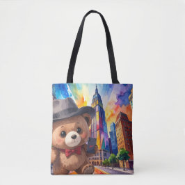 Teddybjörn på rundtur i staden NYC-turist Semester Tygkasse