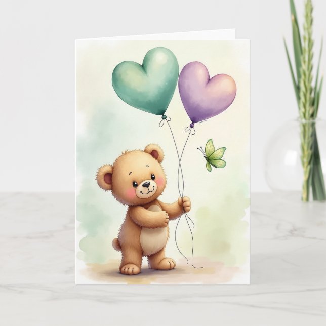 Teddybjörn Pappadagens hjärtkort Kort (Framsida)
