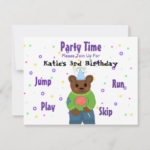 Teddybjörn Party Time Inbjudningar