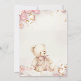 Teddybjörn Pastell Champagneguld Babyflicka Inbjudningar