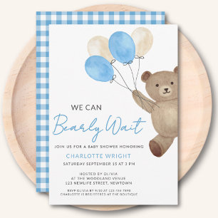 Teddybjörn Pojke Baby Shower Inbjudningar