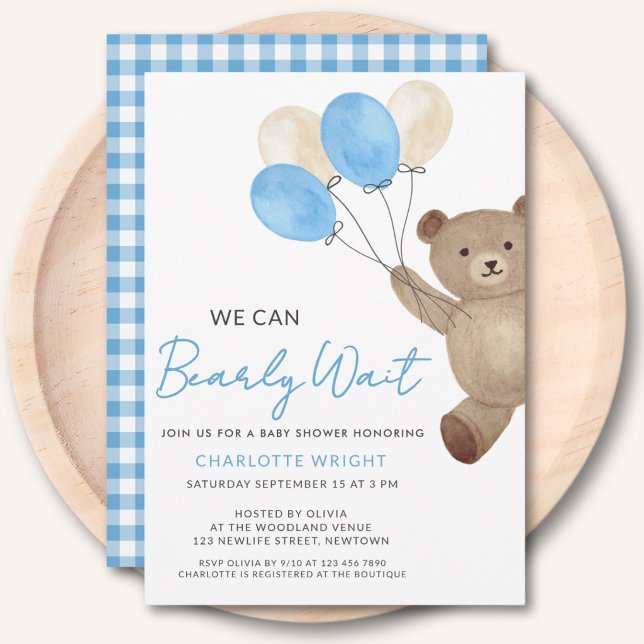 Teddybjörn Pojke Baby Shower Inbjudningar (Skapare uppladdad)