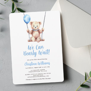Teddybjörn Pojke Baby Shower Inbjudningar