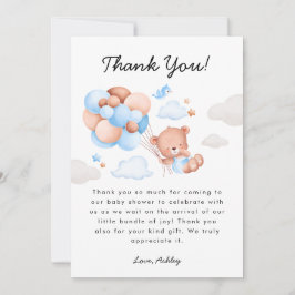 Teddybjörn Pojke Baby Shower Tack Kort