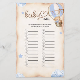 Teddybjörn Pojke Dopp Blå Baby ABC spelkort