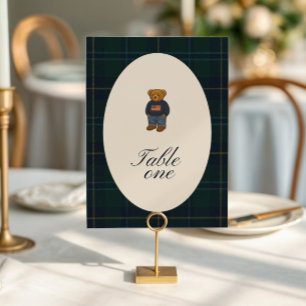 Teddybjörn Polo Baby Shower Bordnummerkort Inbjudningar